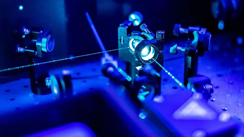 Blue laser light generated in a UO lab