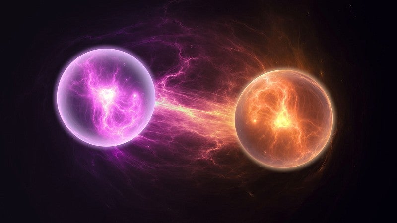 Illustration of particles in quantum entanglement